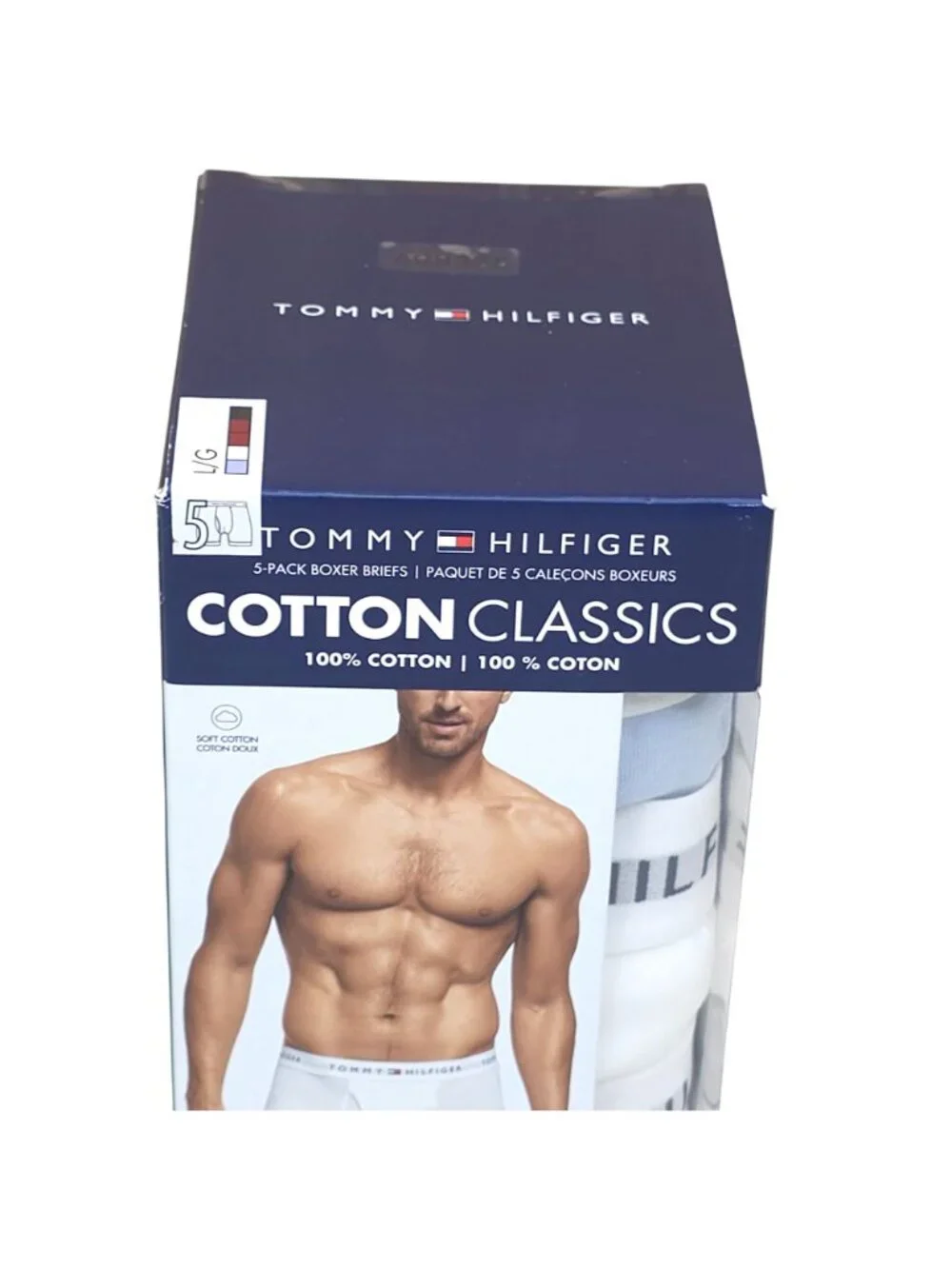 Tommy Hilfiger 5-Pack Cotton Classics Boxer Briefs Mens L  Red Blue Navy White